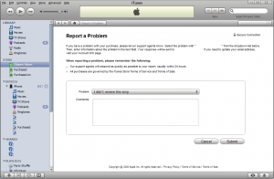 Reporting a problem with iTunes