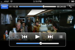 Widescreen films can be zoomed to full-height or full-width (pictured). Notice the chapter list button.