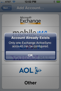 The iPhone doesn't support more than one Exchange/ActiveSync pairing