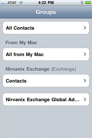 Like calendars, contacts now supports both iTunes and over-the-air Exchange syncing
